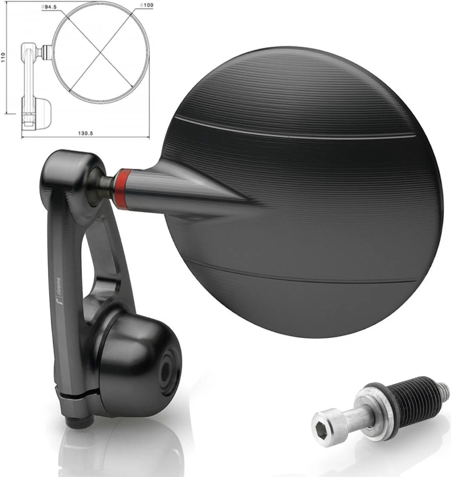 Rétroviseur End Mount Gauche Spy-Arm Ø94.5 - Rizoma Compatible Avec Mv Agusta Rivale 800 (2013-2015)