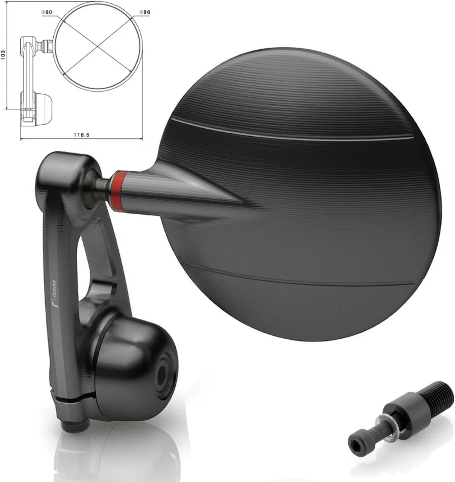 Rétroviseur End Mount Droite Spy-Arm Ø80 - Rizoma Compatible Avec Yamaha Mt-10 (2016-2020)