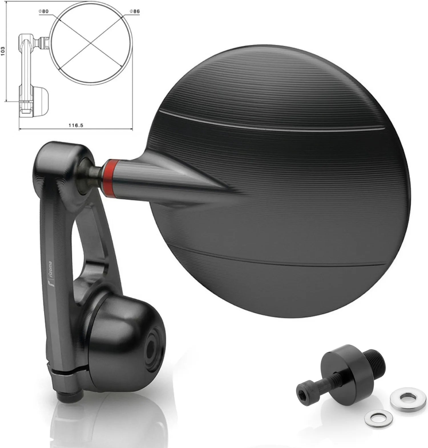 Rétroviseur End Mount Gauche Spy-Arm Ø80 - Rizoma Compatible Avec Kawasaki Z 800 (2012-2016)