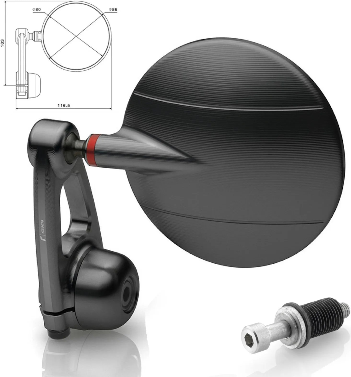 Rétroviseur End Mount Gauche Spy-Arm Ø80 - Rizoma Compatible Avec Mv Agusta Rivale 800 (2013-2015)