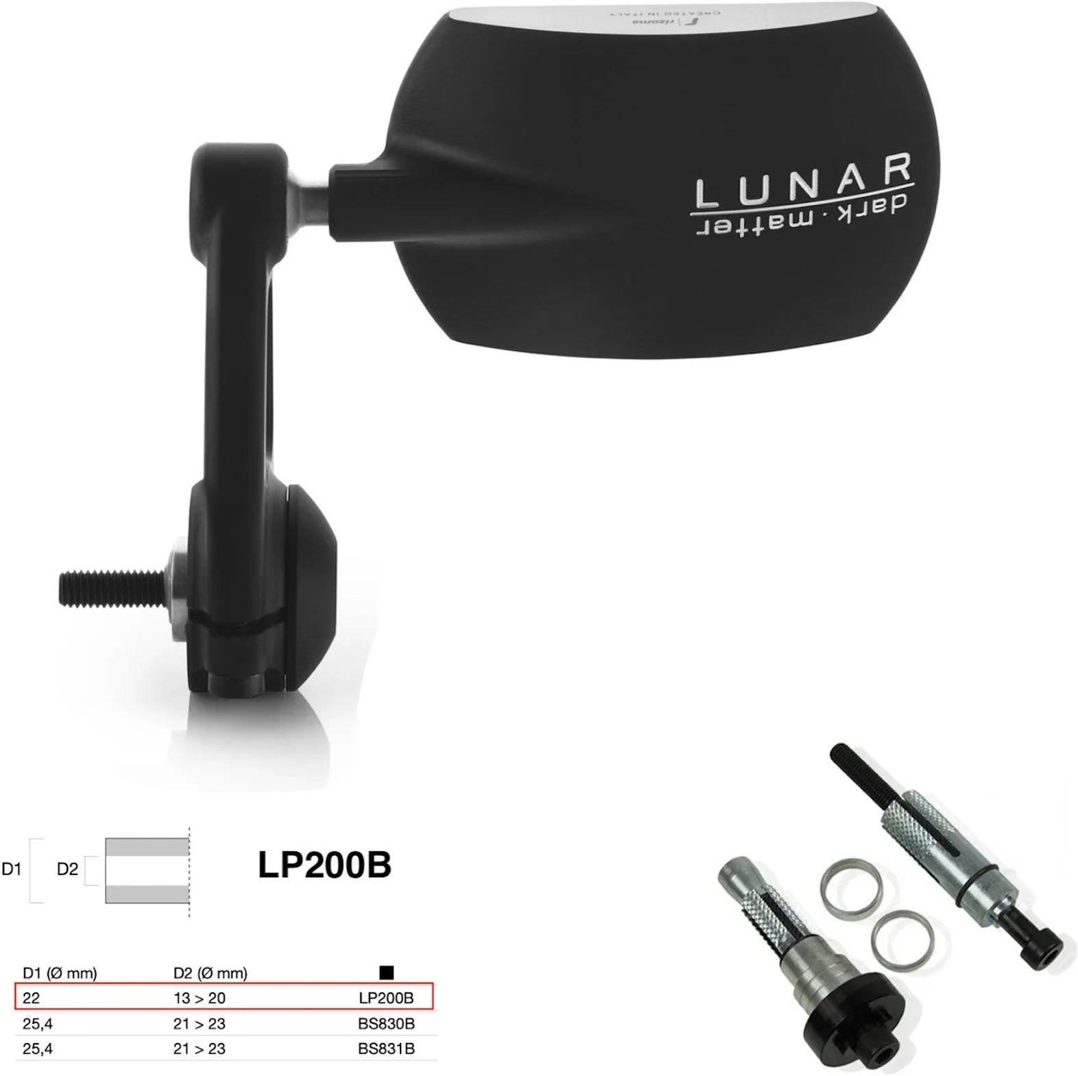 Rétroviseur End Mount Droite Universal Ø22(13>20) Lunar - Rizoma Compatible Avec Benelli