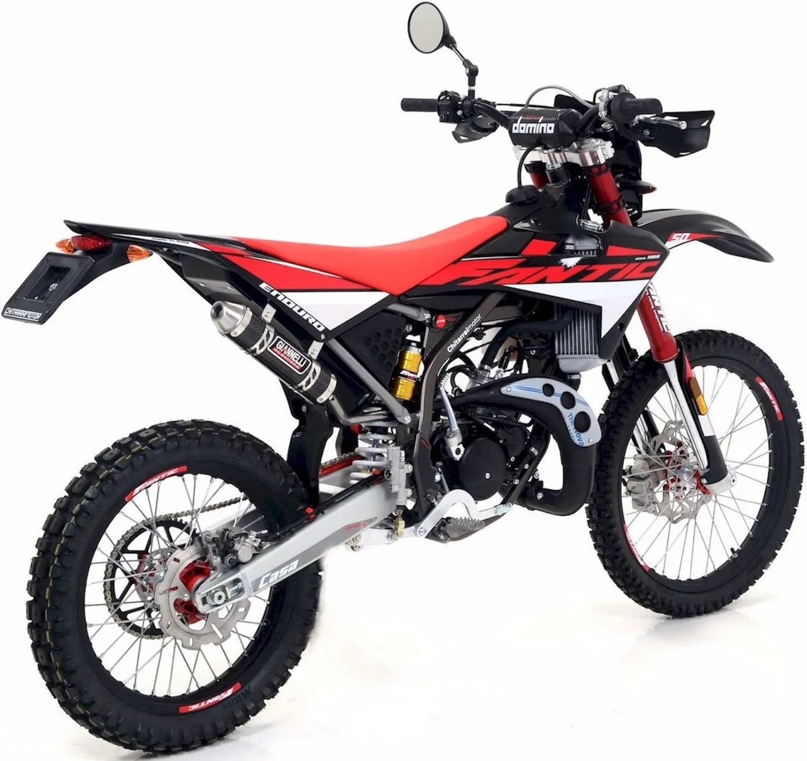 Système D'Échappement Complet Sans Catalyseur Et Homologué Au Niveau Sonore Enduro 2T Carbon - Giannelli Compatible Avec Fantic Motor Enduro 50 Casa (2018)