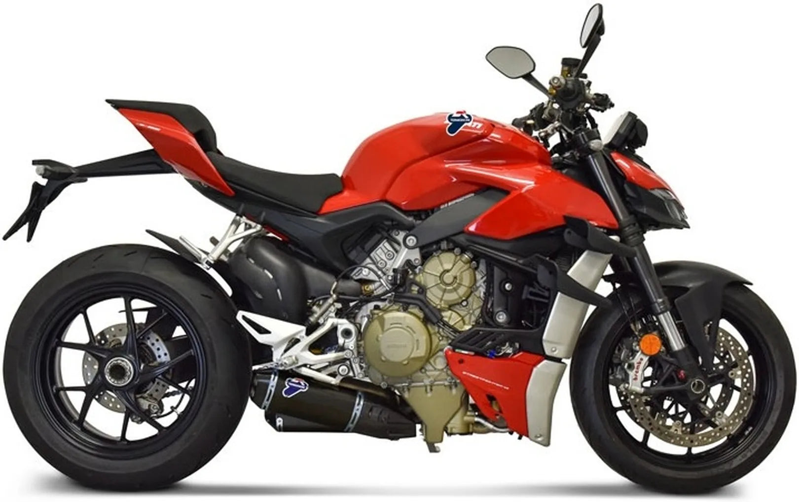 Double Sortie D'Échappement Sans Homologation Acoustique Titanium Noir Aluminium Cap - Termignoni Compatible Avec Ducati Streetfighter V4 (2020-2021)