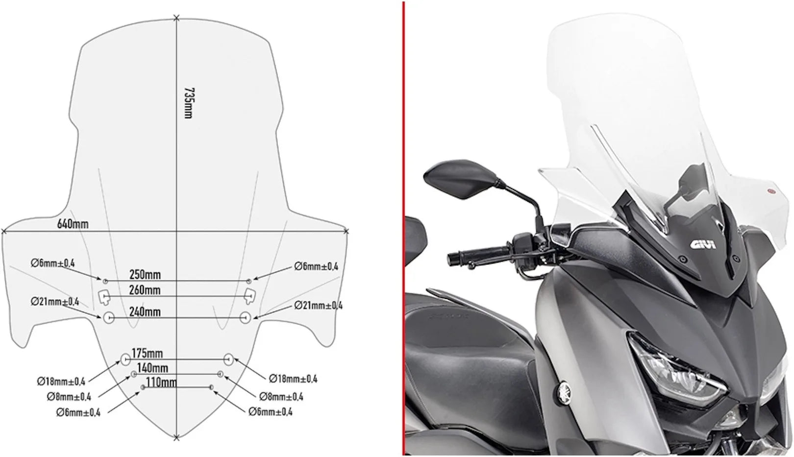 Pare-Brise Incolore - Givi Compatible Avec Yamaha X-Max 125 (2018-2022)