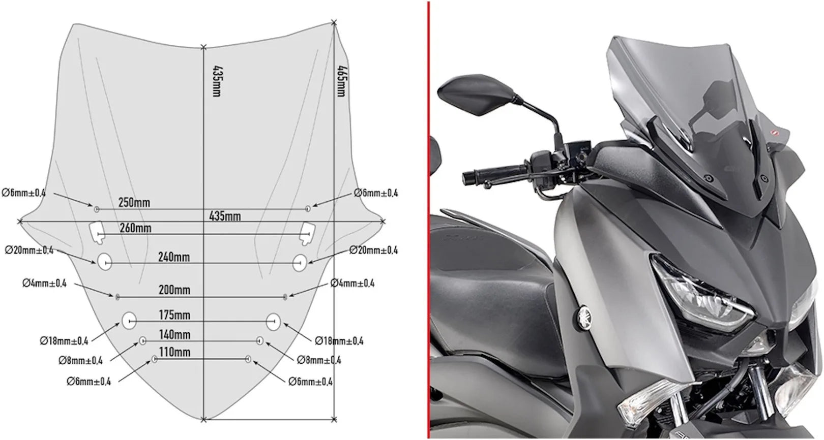 Pare-Brise Basse Sportive Fumée - Givi Compatible Avec Yamaha X-Max 400 (2018-2021)