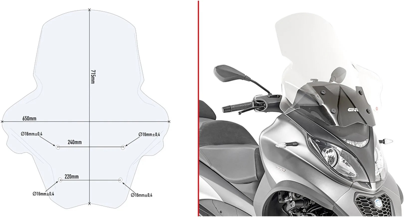 Pare-Brise Incolore - Givi Compatible Avec Piaggio Mp3 350 - 400 Sport (2018-2021)