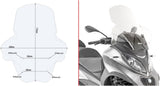 Transparent Wind-Screen - Givi Compatible With Piaggio Mp3 500 Sport (2018-2021)