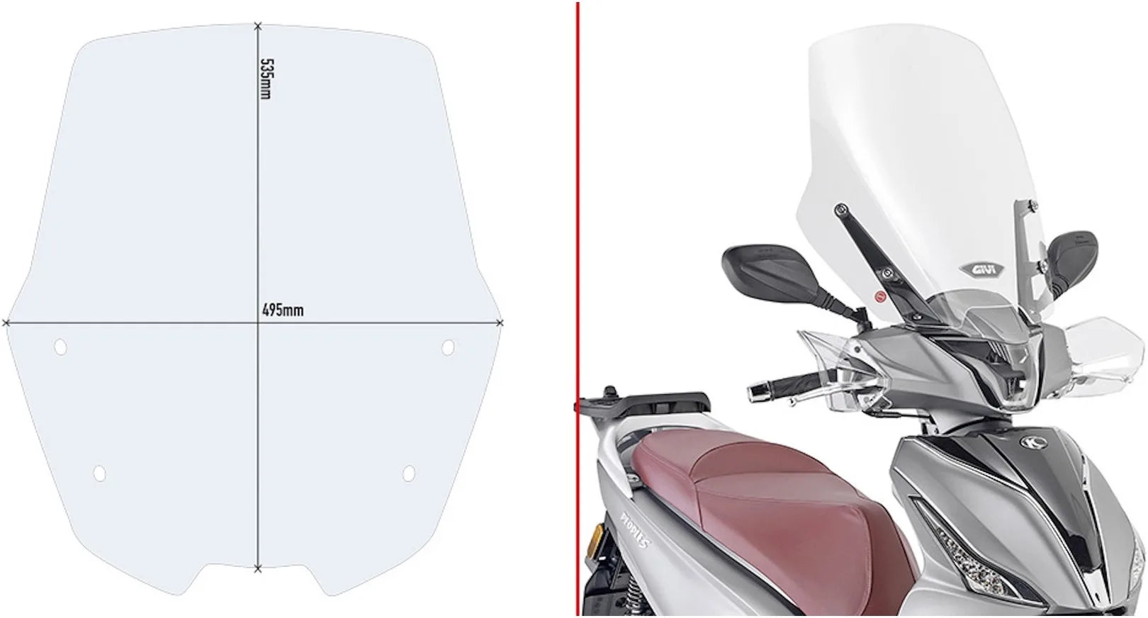 Pare-Brise Incolore - Givi Compatible Avec Kymco People S 125 - 150 - 200 (2020-2024)