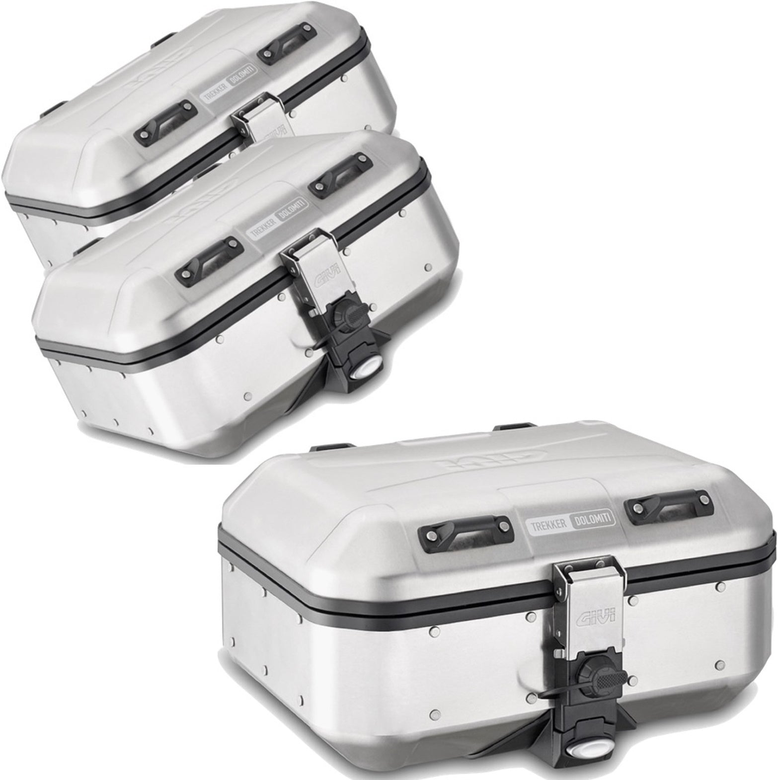 Trekker Dolomiti Aluminium Top Case + Side Cases - 90 Lt Trekker Dolomiti Aluminium - Givi Compatible With Royal Enfield Scram 411 (2022-2024)