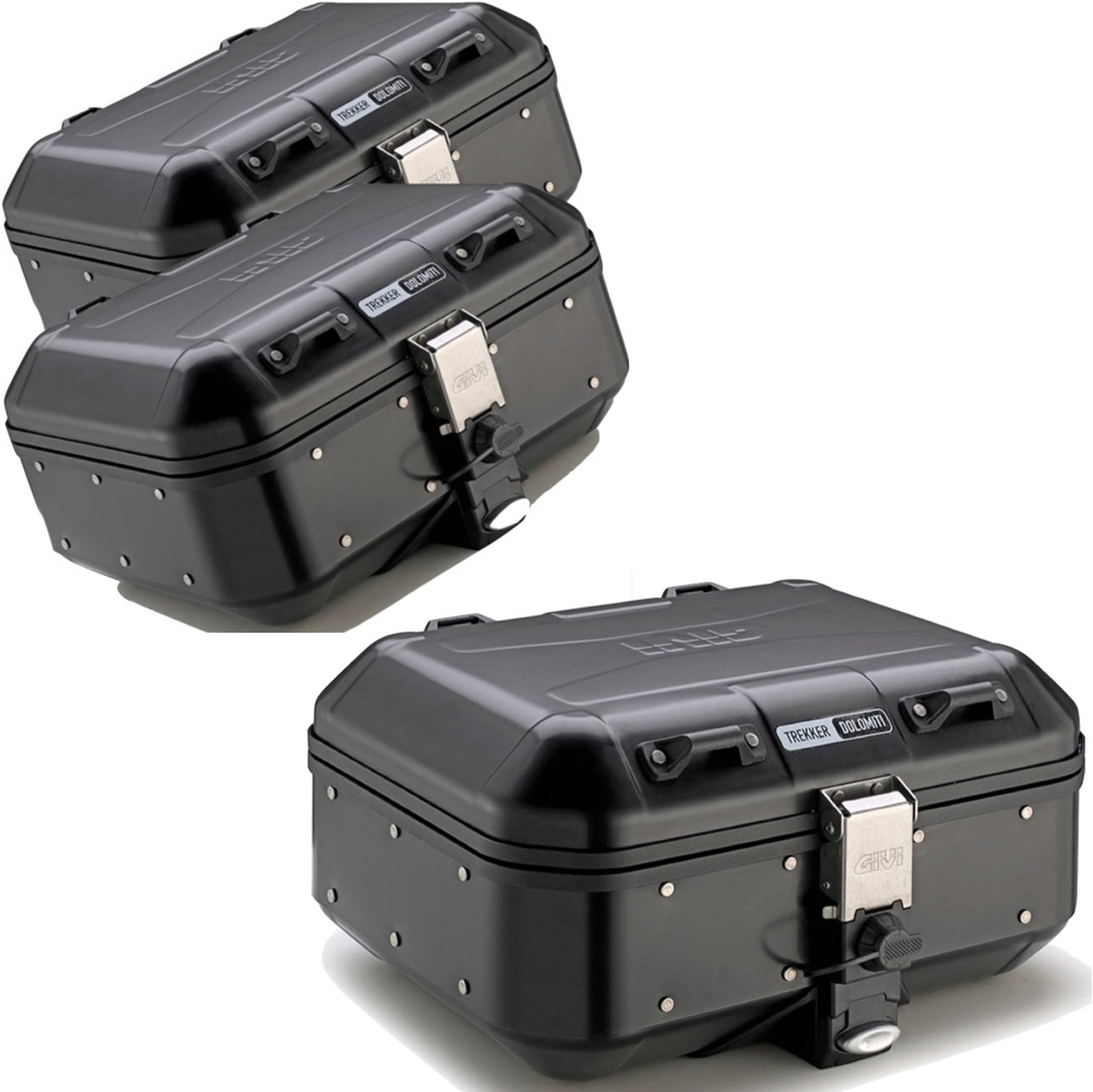 Trekker Dolomiti Aluminium Black Top Case + Side Cases - 90 Lt Trekker Dolomiti Aluminium - Givi Compatible With Kawasaki Versys 650 (2015-2021)