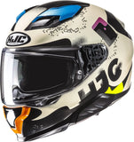 Casque Intégral Pour Moto Hjc F71 Advanced Fiberglass Mc28 Faco Taille 07 S
