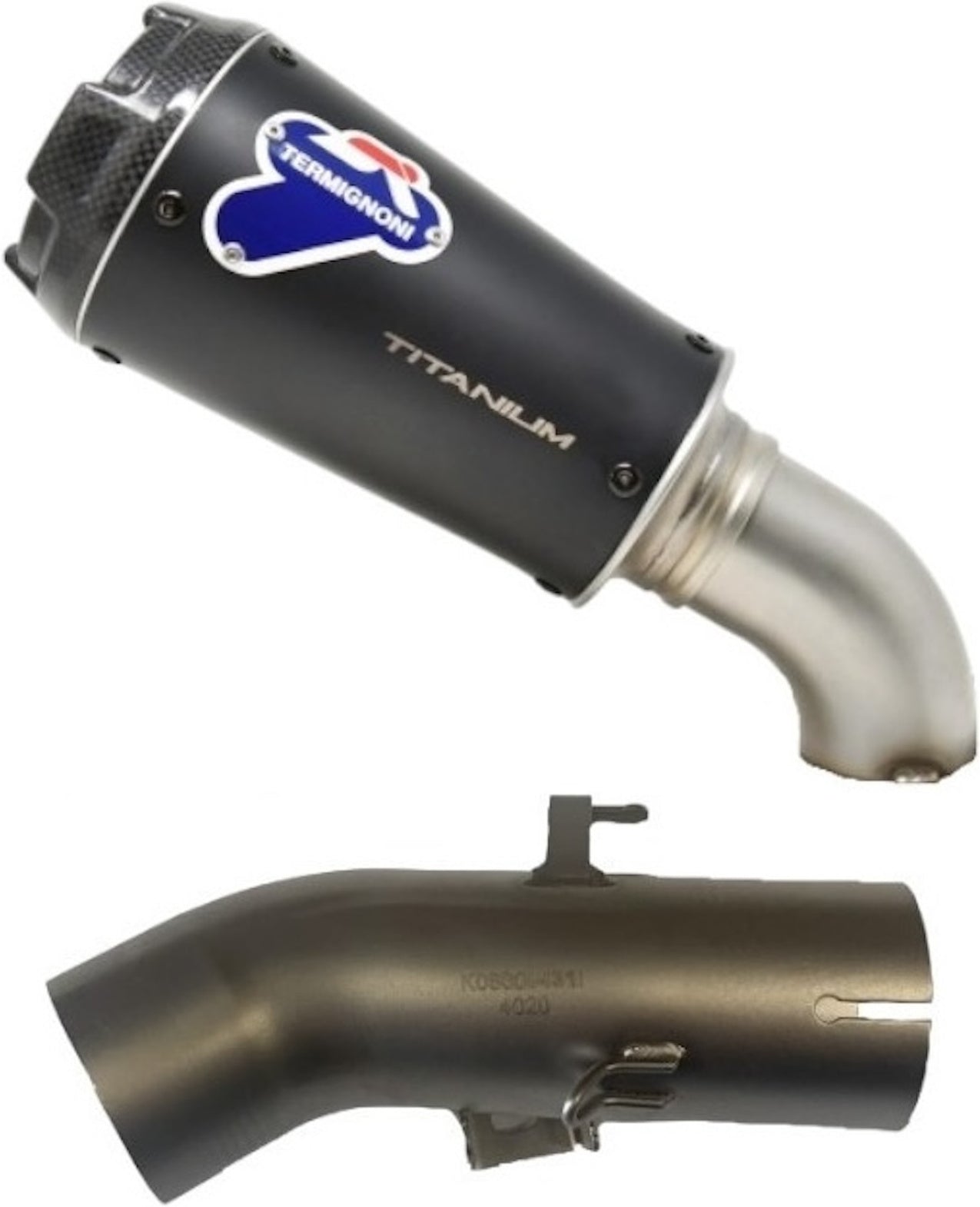 Exhaust Tip Without Sound Certification Gp2R Titanium Black Carbon Cap - Termignoni Compatible With Benelli Leoncino 500 Trail (2018-2020)