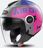 Casque Urban Pour Moto Airoh Helyos - He654 Thermoplastic Hrt Rose Métallique Color Taille S
