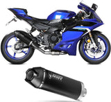 Complete Non-Catalytic Exhaust System With Sound Certification Ak-1 Steel Black Carbon Fiber End Cap - Mivv Compatible With Yamaha R9 (2025-2026)