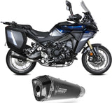 Complete Non-Catalytic Exhaust System With Sound Certification Delta Race Steel Black Carbon Fiber End Cap - Mivv Compatible With Yamaha Tracer 9 - Gt - Gt+ (2025-2026)