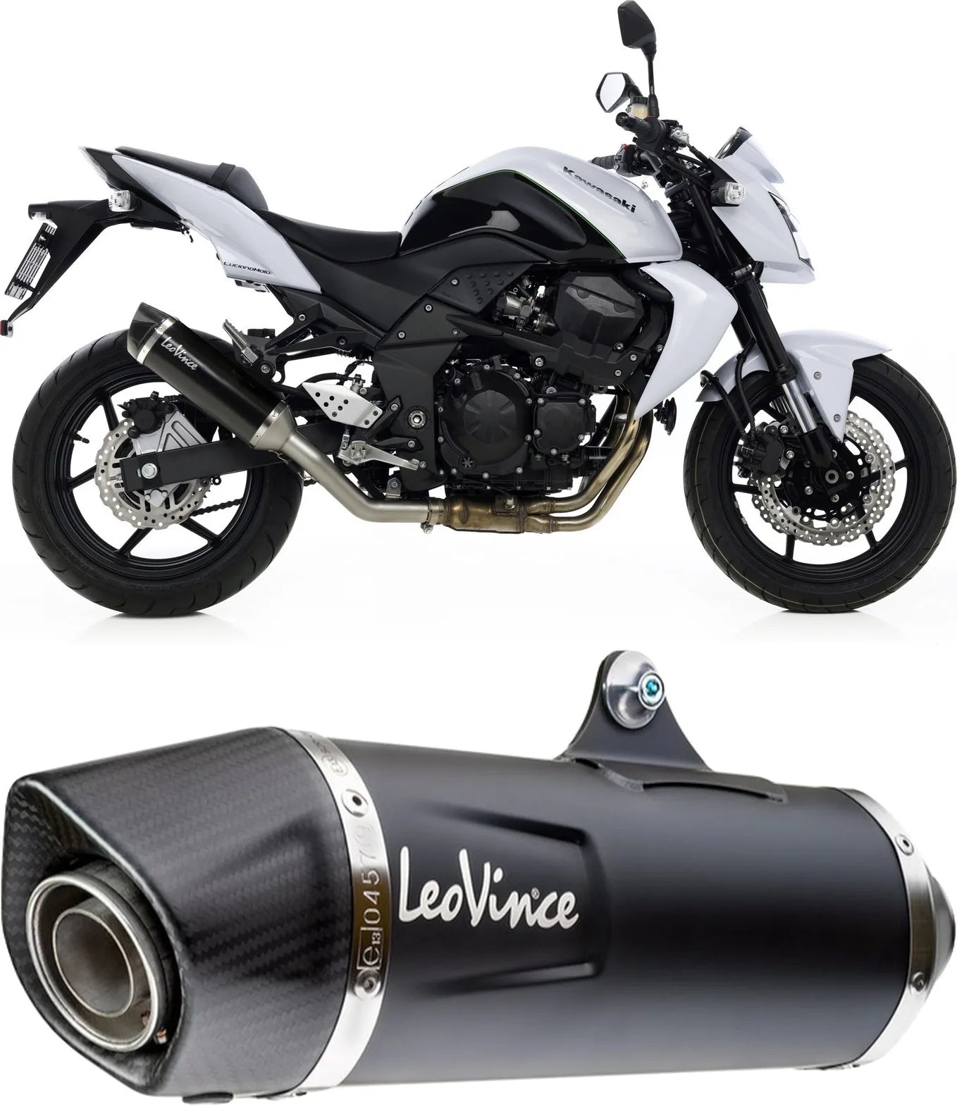 Système D'Échappement Homologué Au Niveau Sonore Nero Acier Embout Carbon Fiber - Leovince Compatible Avec Kawasaki Z 750 (2007-2014)