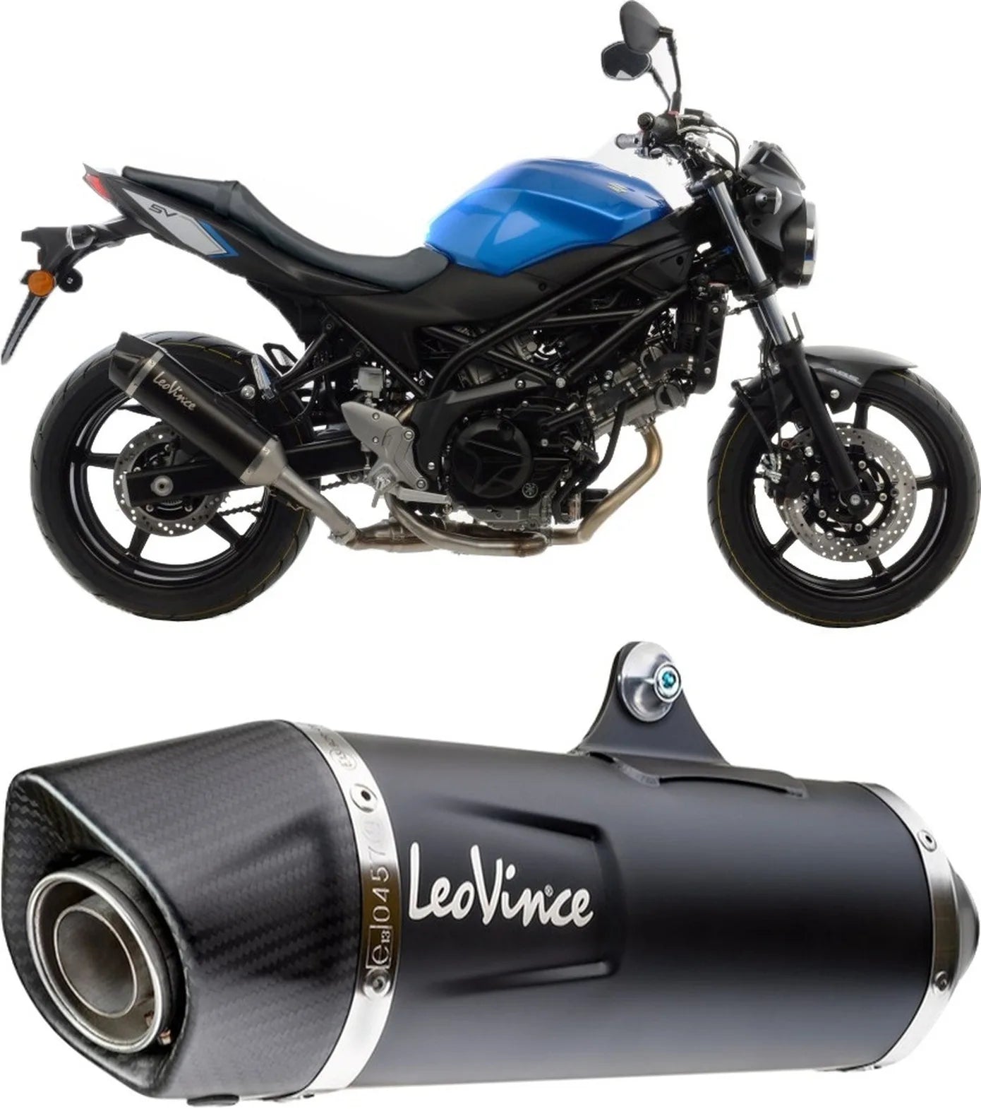 Système D'Échappement Homologué Au Niveau Sonore Nero Acier Embout Carbon Fiber - Leovince Compatible Avec Suzuki Sv 650 (2016-2024)