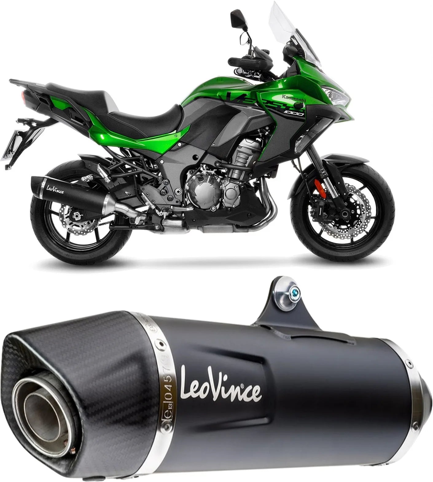 Système D'Échappement Homologué Au Niveau Sonore Nero Acier Embout Carbon Fiber - Leovince Compatible Avec Kawasaki Versys 1000 (2019-2024)