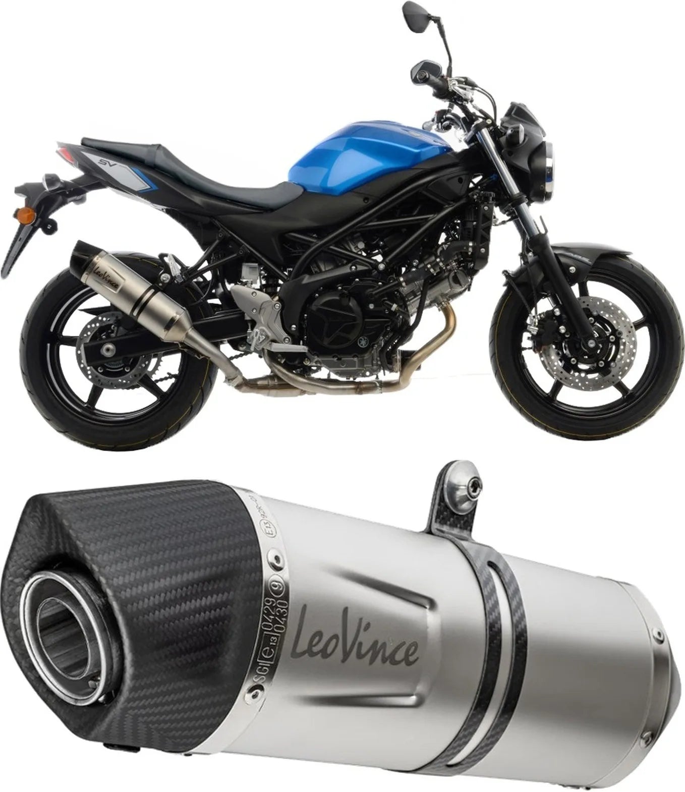 Système D'Échappement Homologué Au Niveau Sonore Lv One Evo Acier Embout Carbon Fiber - Leovince Compatible Avec Suzuki Sv 650 (2016-2024)