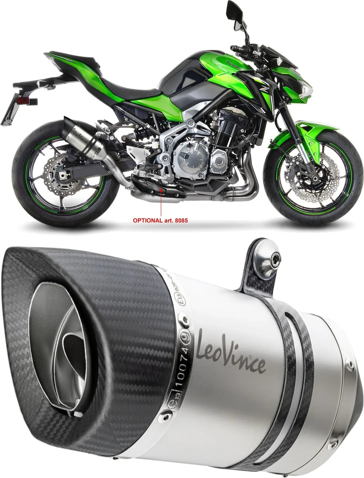 Système D'Échappement Homologué Au Niveau Sonore Lv Pro Acier Embout Carbon Fiber - Leovince Compatible Avec Kawasaki Z 900 A2 (2018-2024)