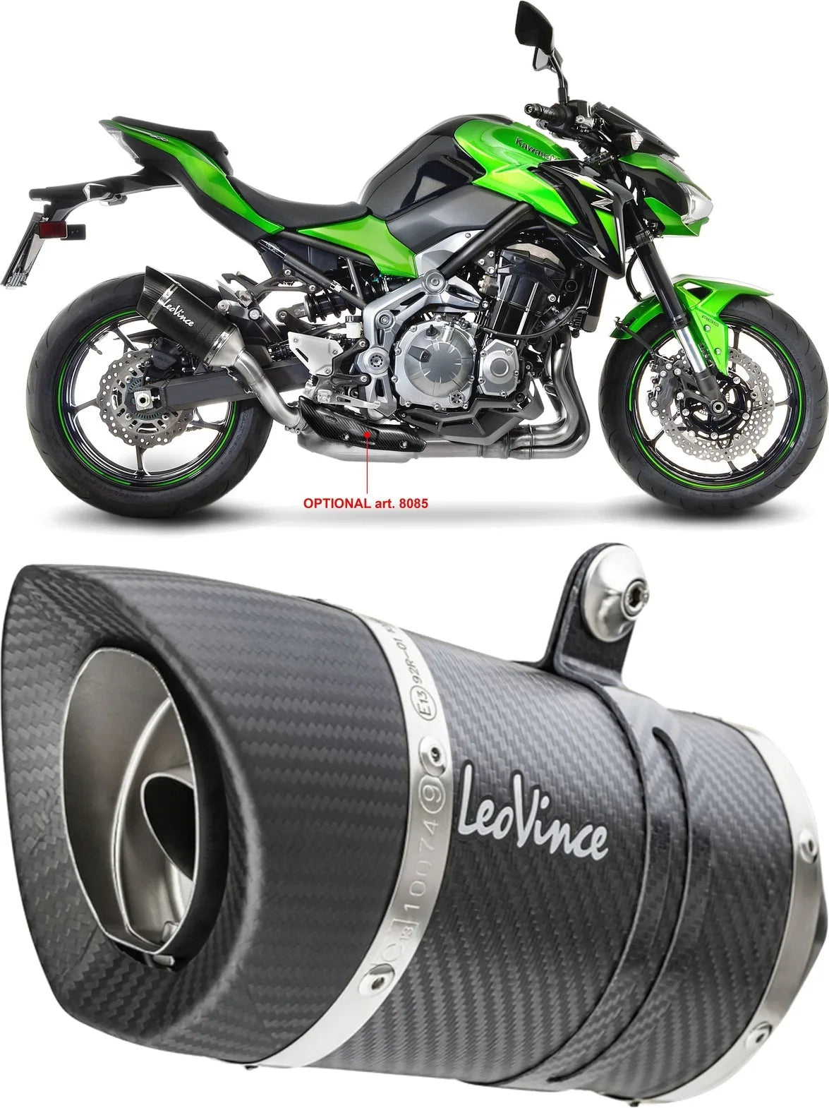 Système D'Échappement Homologué Au Niveau Sonore Lv Pro Carbon Fiber Embout Carbon Fiber - Leovince Compatible Avec Kawasaki Z 900 A2 (2018-2024)