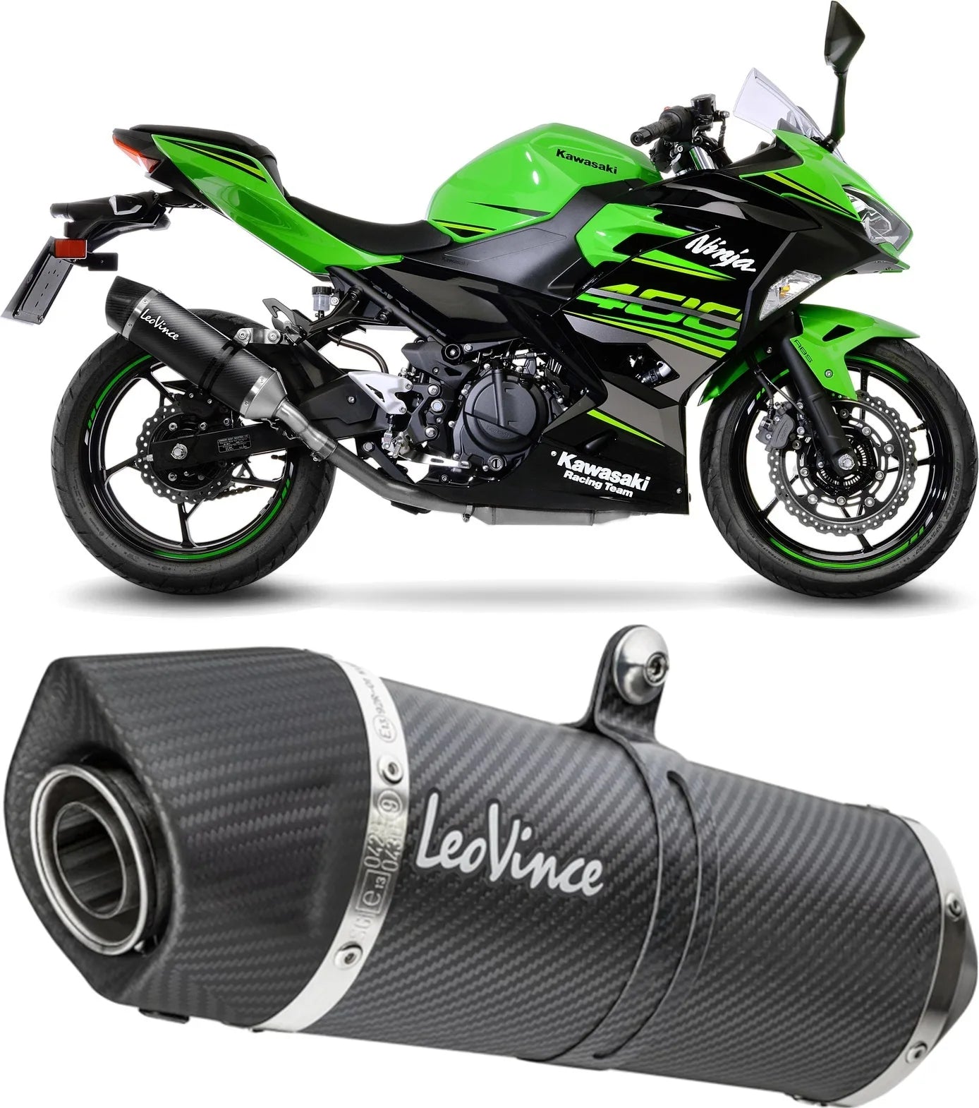 Système D'Échappement Homologué Au Niveau Sonore Lv One Evo Carbon Fiber Embout Carbon Fiber - Leovince Compatible Avec Kawasaki Ninja 400 (2022-2023)