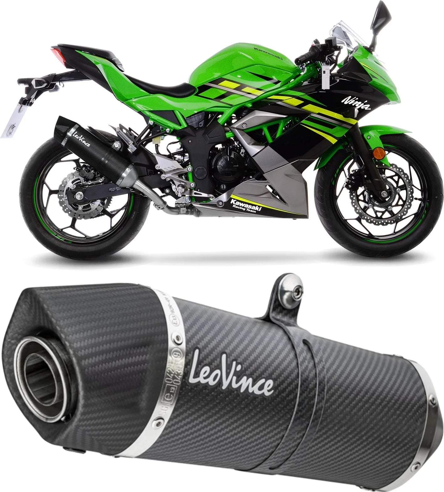 Système D'Échappement Homologué Au Niveau Sonore Lv One Evo Carbon Fiber Embout Carbon Fiber - Leovince Compatible Avec Kawasaki Ninja 125 (2019-2024)
