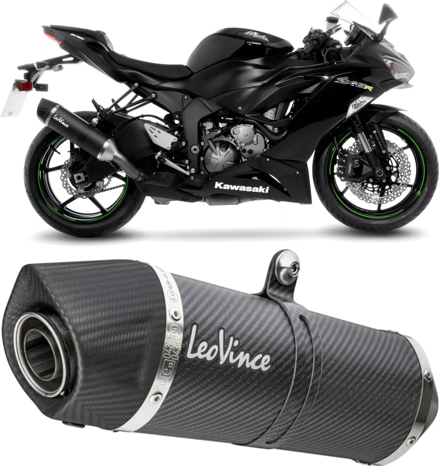 Système D'Échappement Homologué Au Niveau Sonore Lv One Evo Carbon Fiber Embout Carbon Fiber - Leovince Compatible Avec Kawasaki Zx 6R Ninja (2024-2026)