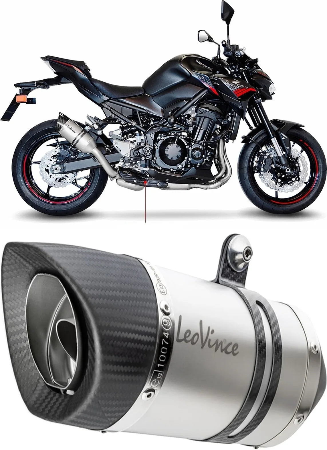 Système D'Échappement Homologué Au Niveau Sonore Lv Pro Acier Embout Carbon Fiber - Leovince Compatible Avec Kawasaki Z 900 (2020-2024)