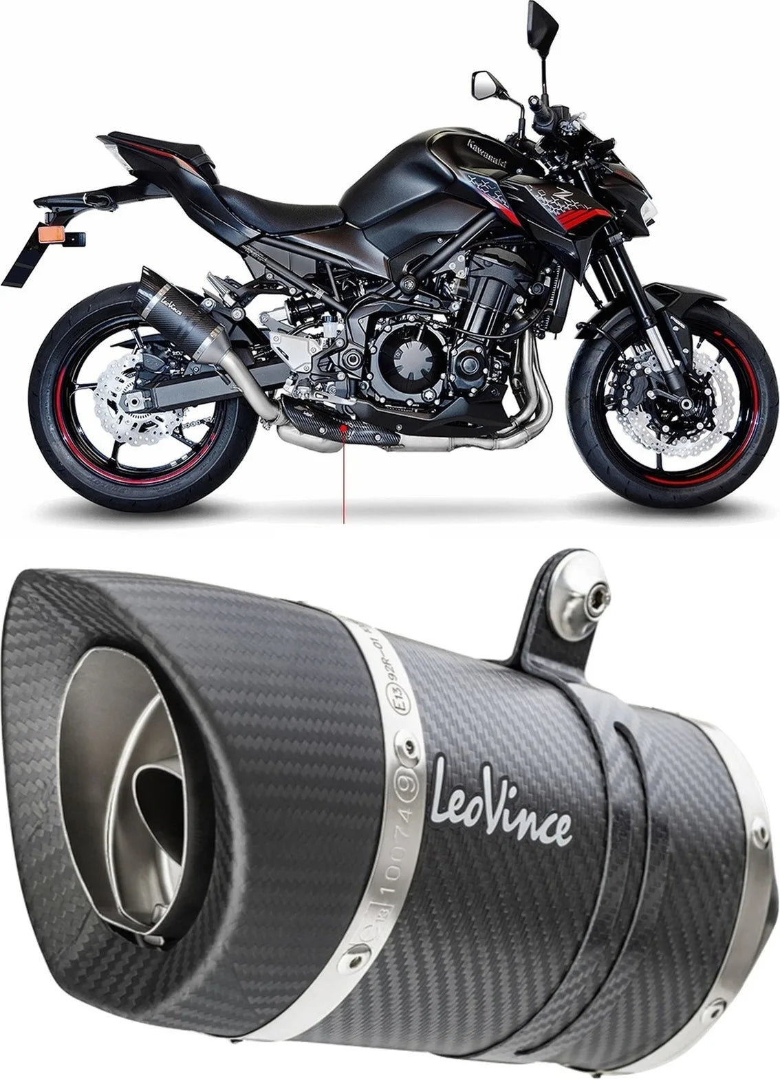 Système D'Échappement Homologué Au Niveau Sonore Lv Pro Carbon Fiber Embout Carbon Fiber - Leovince Compatible Avec Kawasaki Z 900 (2020-2024)