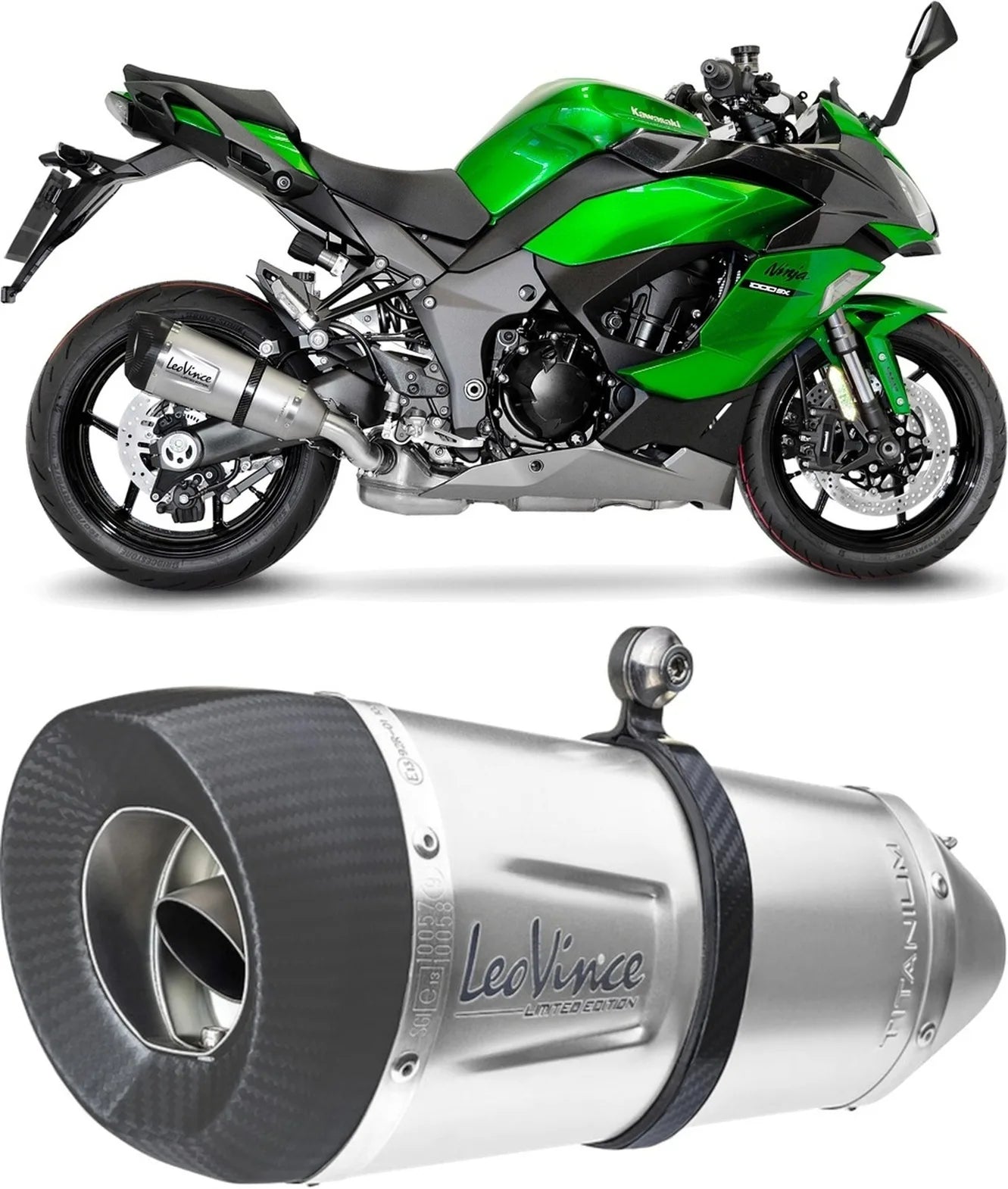 Système D'Échappement Homologué Au Niveau Sonore Factory S Titanium Embout Carbon Fiber - Leovince Compatible Avec Kawasaki Ninja 1000 Sx (2020-2024)