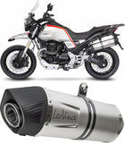 Exhaust Tip With Noise Certification Lv One Evo Stainless Steel Carbon Fiber End Cap - Leovince Compatible With Moto Guzzi V85 Tt (2019-2023)