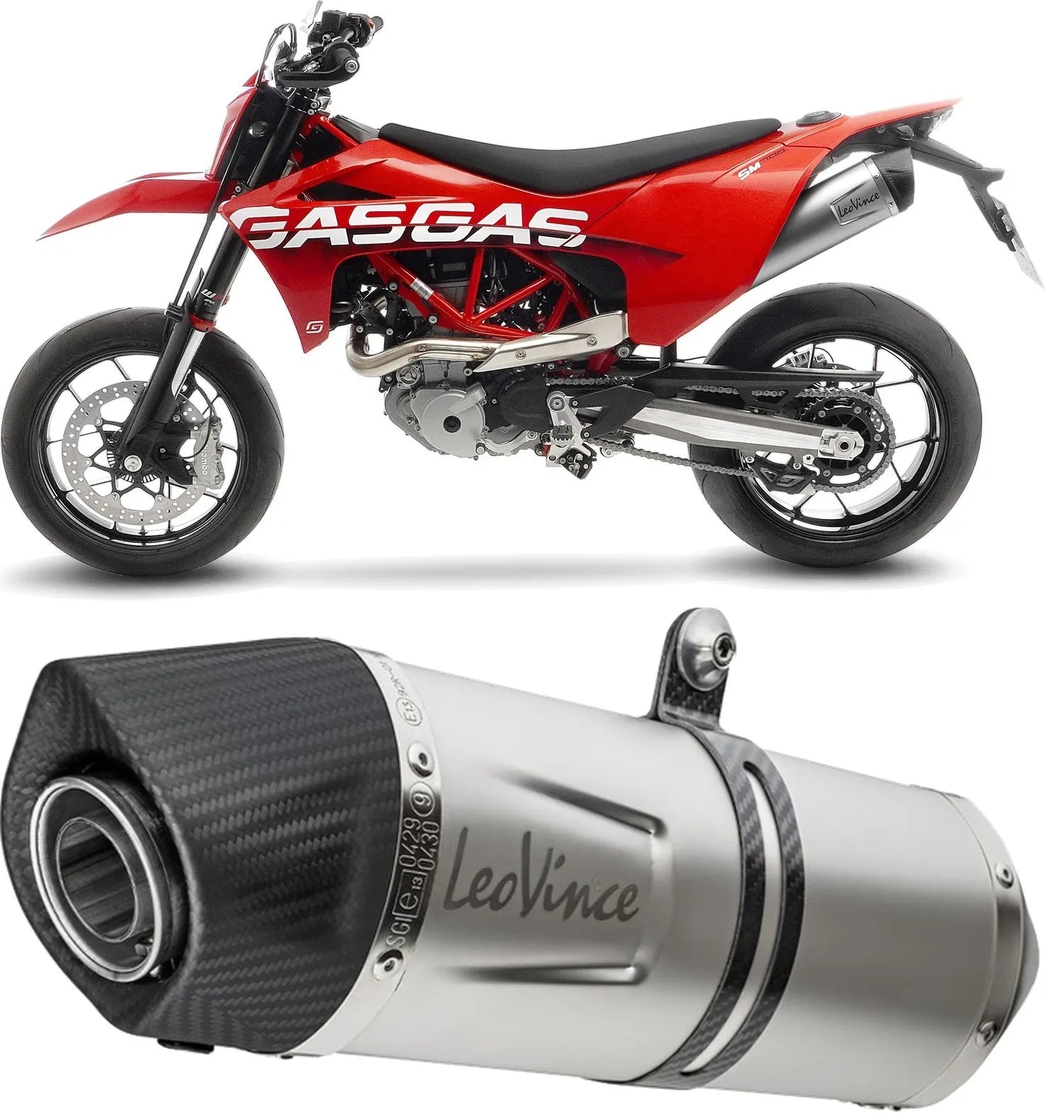 Système D'Échappement Homologué Au Niveau Sonore Lv One Evo Acier Embout Carbon Fiber - Leovince Compatible Avec Gasgas Es 700 (2022-2024)