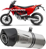 Complete Catalytic Exhaust System With Sound Certification Lv One Evo Stainless Steel Carbon Fiber End Cap - Leovince Compatible With Gasgas Es 700 (2022-2024)