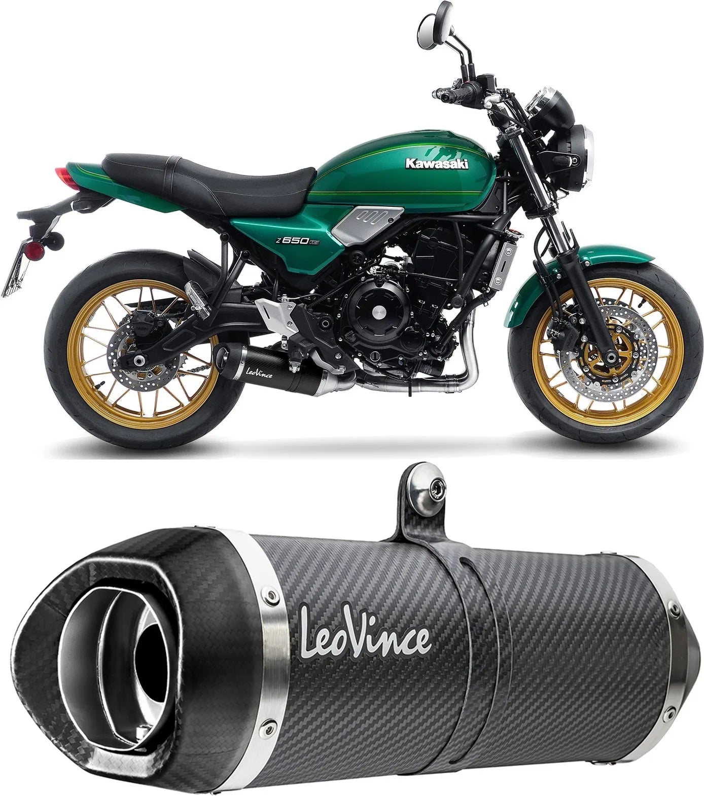 Système D'Échappement Complet Avec Catalyseur Et Homologation Acoustique Lv One Evo Carbon Fiber Embout Carbon Fiber - Leovince Compatible Avec Kawasaki Z 650 Rs (2022-2024)