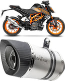 Exhaust Tip With Noise Certification Lv One Evo Stainless Steel Carbon Fiber End Cap - Leovince Compatible With Ktm 125 Duke (2021-2023)