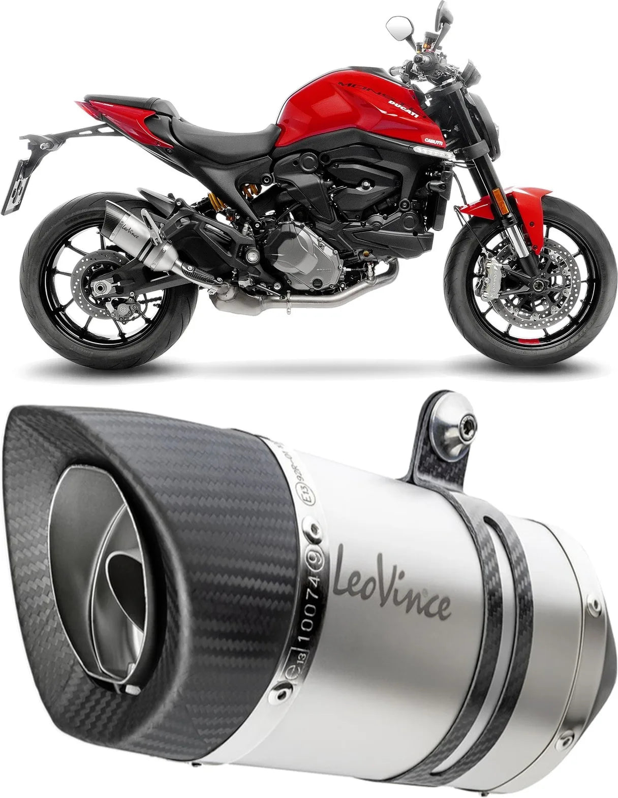 Système D'Échappement Homologué Au Niveau Sonore Lv Pro Acier Embout Carbon Fiber - Leovince Compatible Avec Ducati Monster 937 (2021-2024)