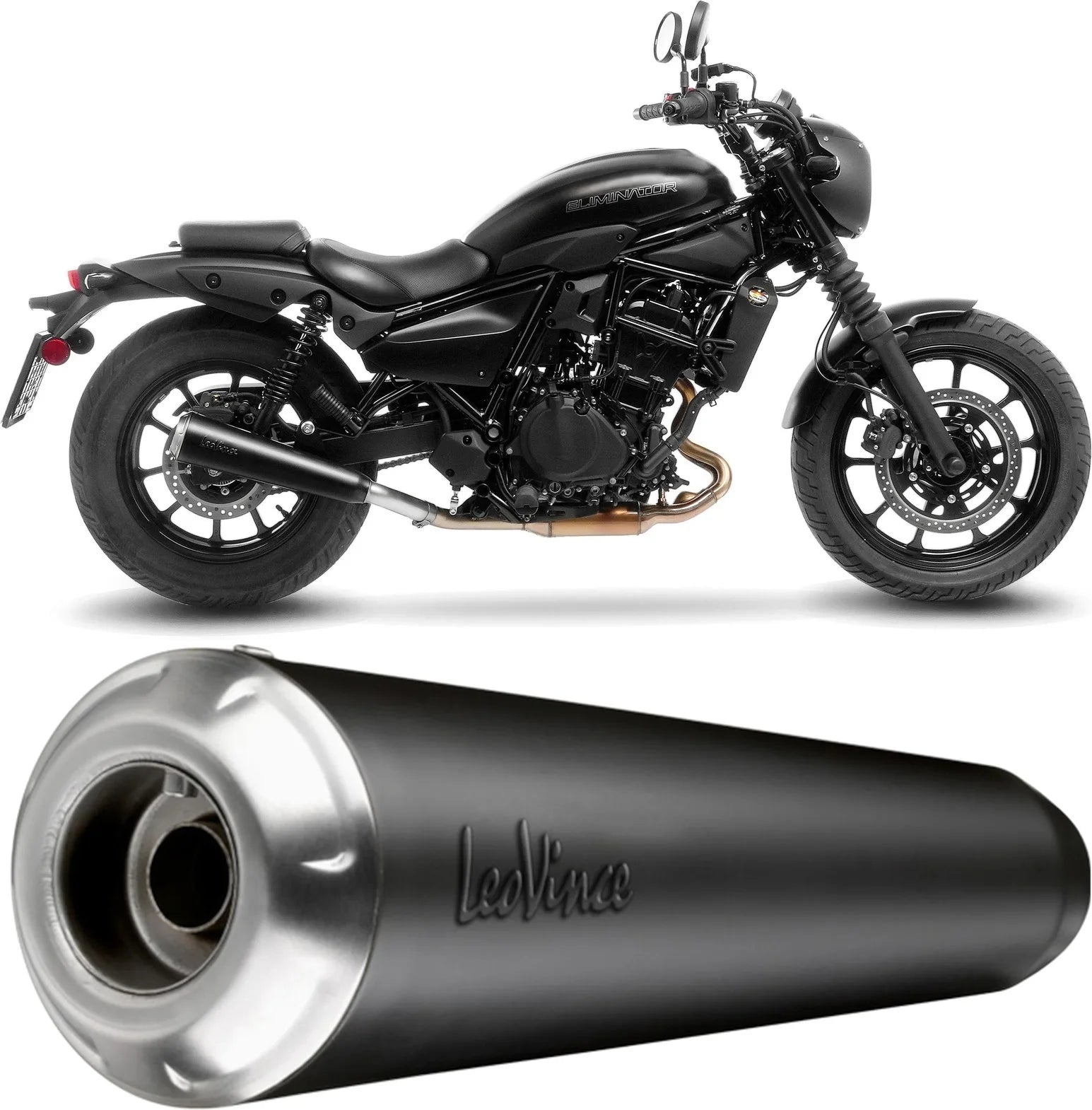 Système D'Échappement Homologué Au Niveau Sonore Classic Racer Acier Noir Embout Acier - Leovince Compatible Avec Kawasaki Eliminator 500 - Se (2024-2026)