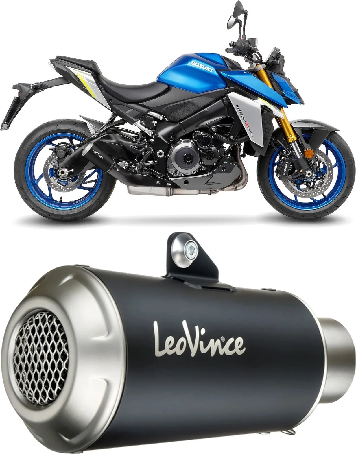 Système D'Échappement Homologué Au Niveau Sonore Lv-10 Acier Noir Embout Acier - Leovince Compatible Avec Suzuki Gsx-S 1000 (2021-2026)