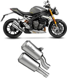 Double Sortie D'Échappement Homologuée Au Niveau Sonore Lv-10 Acier Embout Acier - Leovince Compatible Avec Triumph Speed Triple 1200 Rr - Rs (2021-2024)