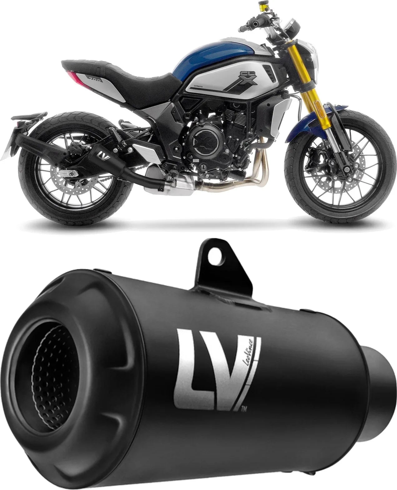 Système D'Échappement Homologué Au Niveau Sonore Lv-10 Acier Full Noir Embout Acier Noir - Leovince Compatible Avec Cfmoto 700 Cl-X Heritage (2021-2023)