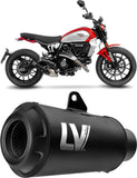 Exhaust Tip With Noise Certification Lv-10 Steel Full Black Steel Black End Cap - Leovince Compatible With Ducati Scrambler 800 Night Shift (2023-2024)