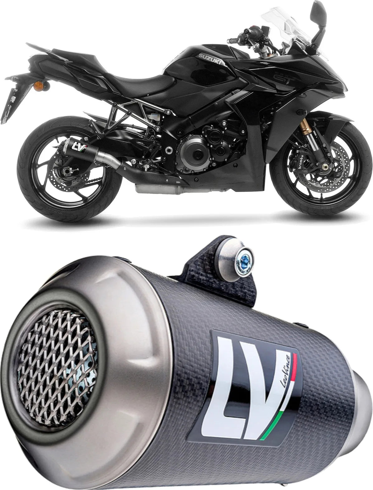 Système D'Échappement Homologué Au Niveau Sonore Lv-10 Carbon Fiber Embout Acier - Leovince Compatible Avec Suzuki Gsx-S 1000 Gt (2021-2024)