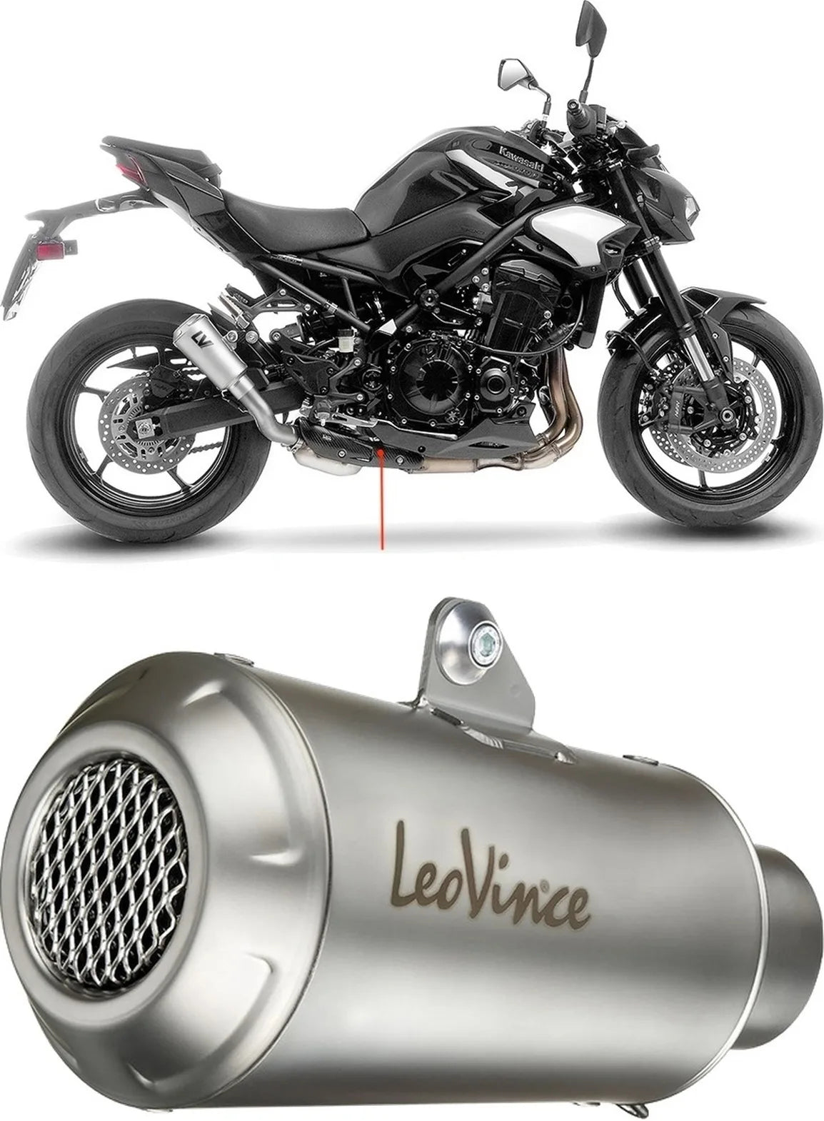 Système D'Échappement Homologué Au Niveau Sonore Lv-10 Acier Embout Acier - Leovince Compatible Avec Kawasaki Z 900 (2025-2026)