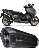 Système D'Échappement Complet Avec Catalyseur Et Homologation Acoustique Lv-12 Acier Noir Embout Carbon Fiber - Leovince Compatible Avec Yamaha Xp 560 T-Max (2020-2024)