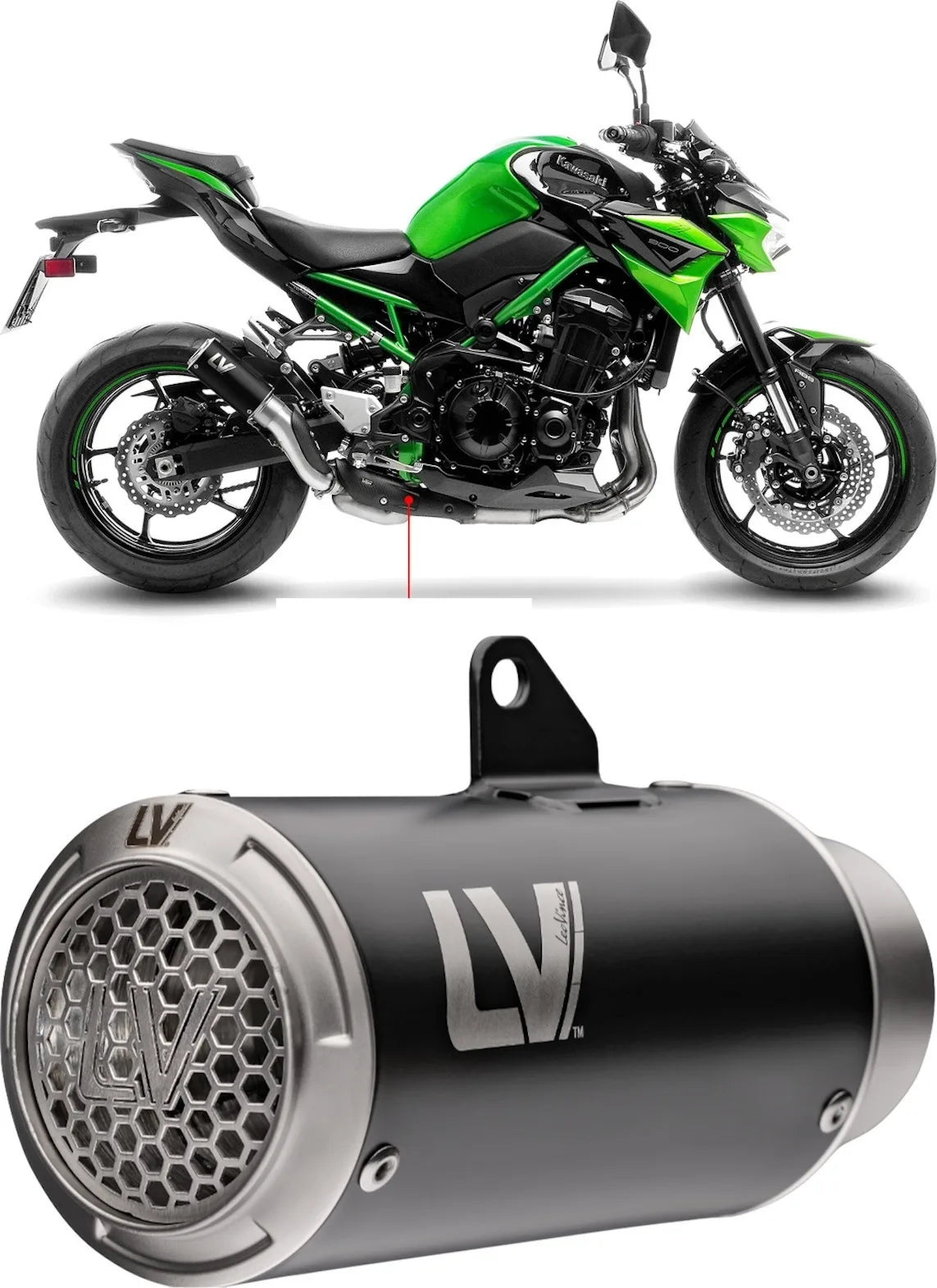 Système D'Échappement Homologué Au Niveau Sonore Lv Corsa S Acier Noir Embout Acier - Leovince Compatible Avec Kawasaki Z 900 (2020-2024)