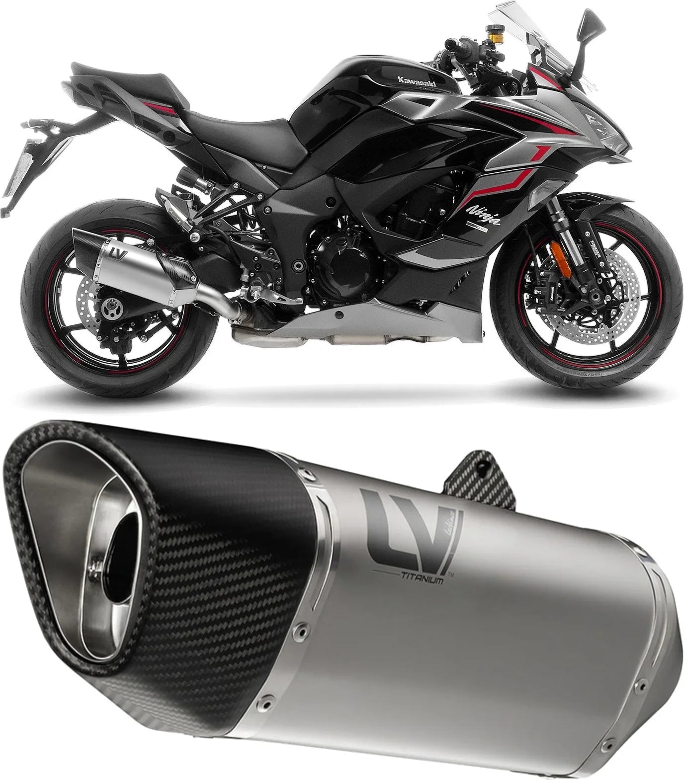 Système D'Échappement Homologué Au Niveau Sonore Lv-14 R Titanium Embout Carbon Fiber - Leovince Compatible Avec Kawasaki Ninja 1100 Sx Tourer (2020-2024)