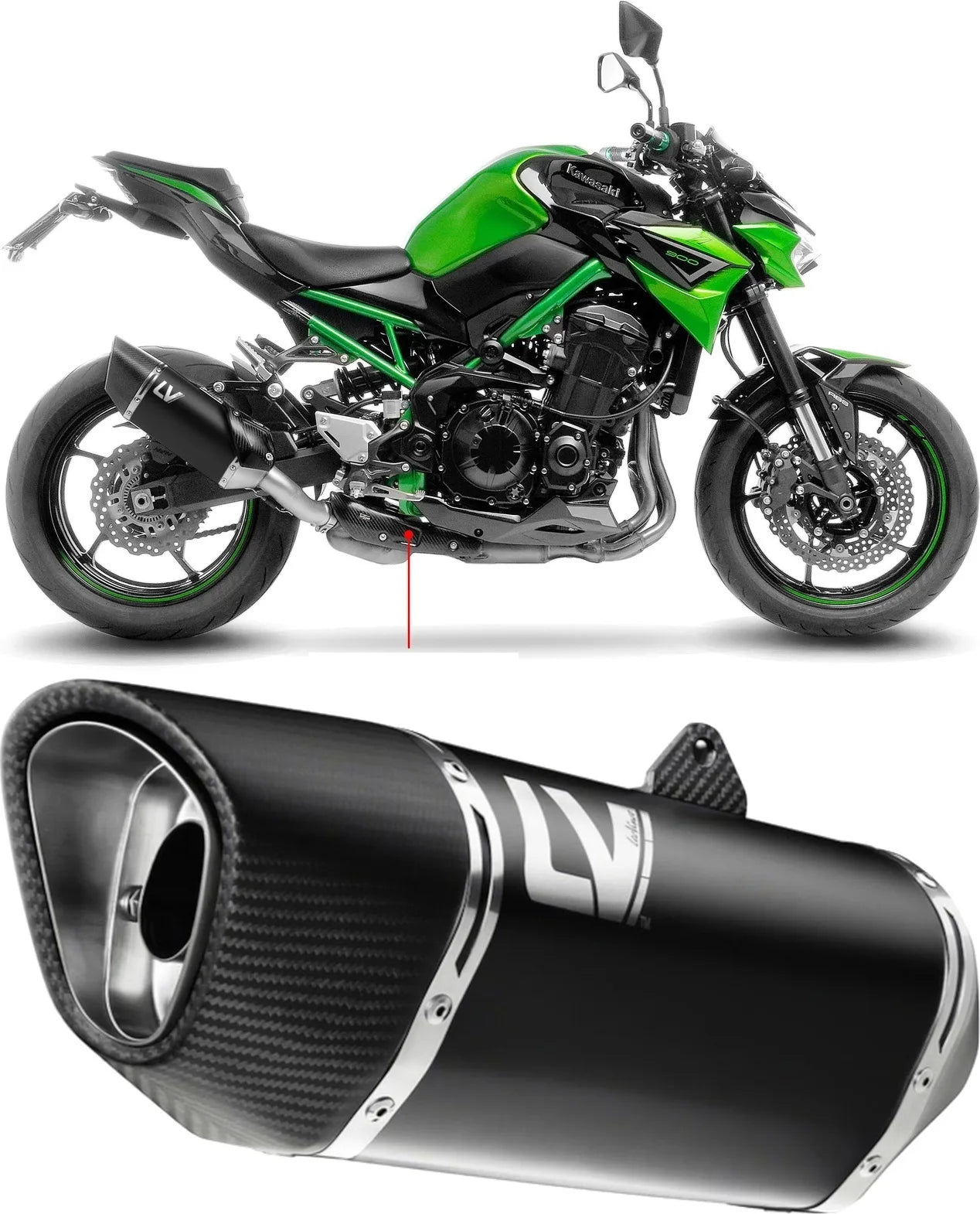 Système D'Échappement Homologué Au Niveau Sonore Lv-14 R Acier Noir Embout Carbon Fiber - Leovince Compatible Avec Kawasaki Z 900 (2017-2019)