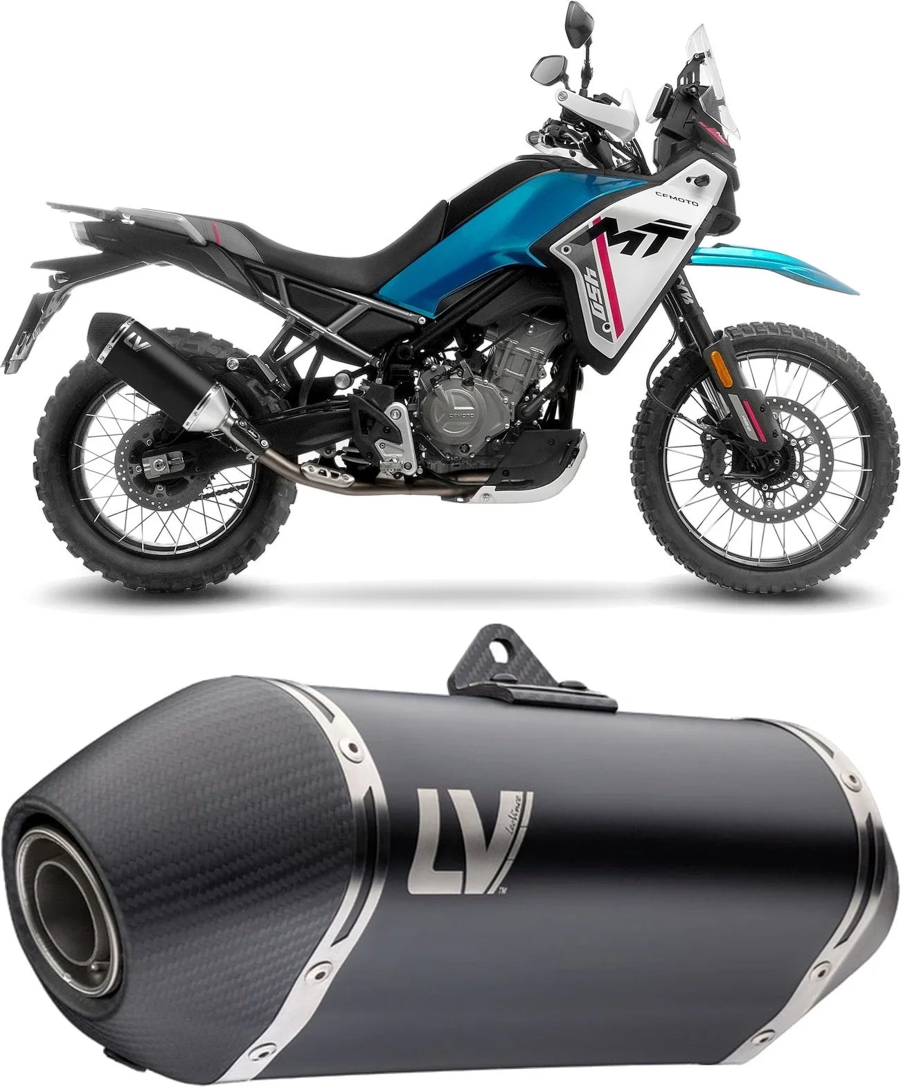 Système D'Échappement Homologué Au Niveau Sonore Lv-14 Acier Noir Embout Carbon Fiber - Leovince Compatible Avec Cfmoto Ibex 450 (2025-2026)