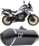 Exhaust Tip With Noise Certification Lv-14 Steel Black Carbon Fiber End Cap - Leovince Compatible With Cfmoto 800 Mt Explore (2022-2024)